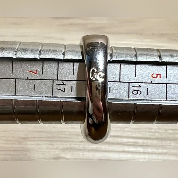 Designer Guess Collection Sterling Silver Blue Resin Hawaiian Hook Ring, Size 6